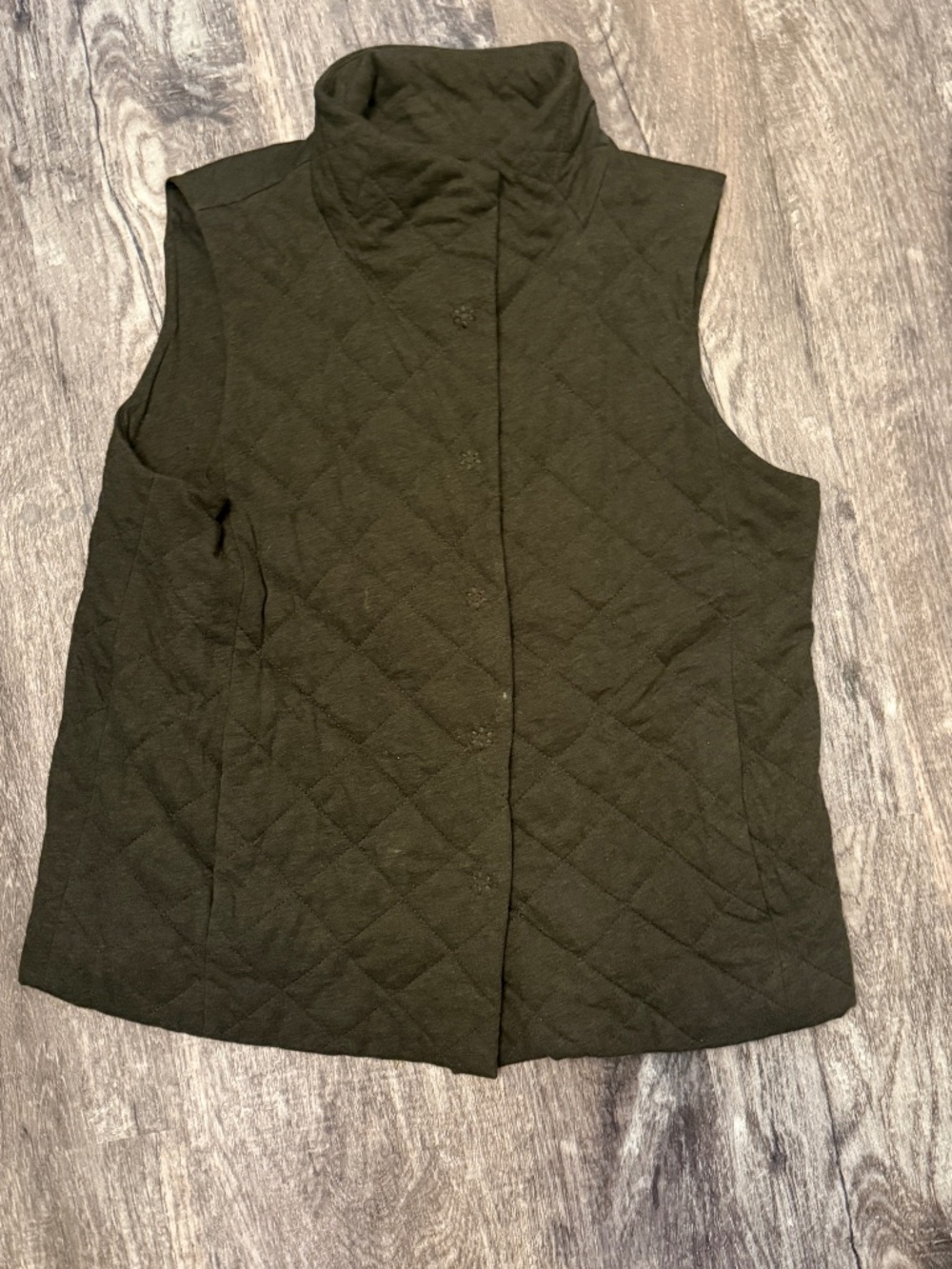 Eileen Fisher Quilted Dark Green Vest M